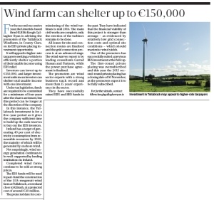 Tullabrack Windfarm EIIS Investment Profiled in Sunday Business Post