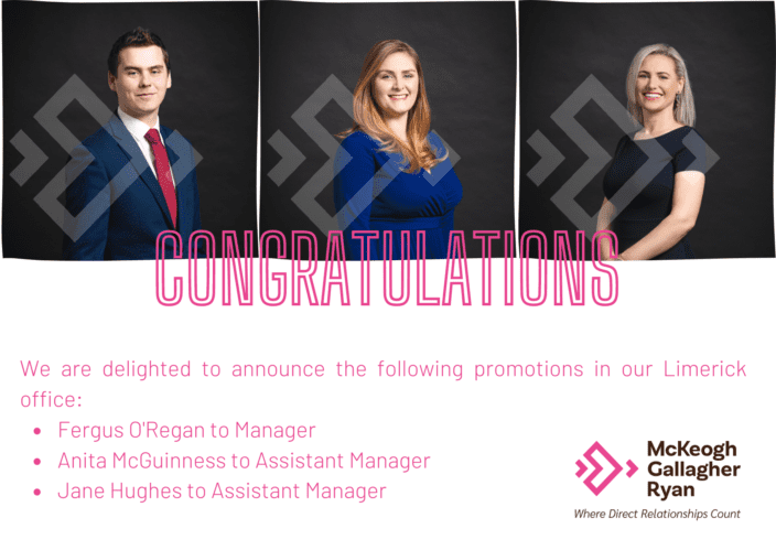 Graphic congratulating Fergus, Anita and Jane on thier promotions