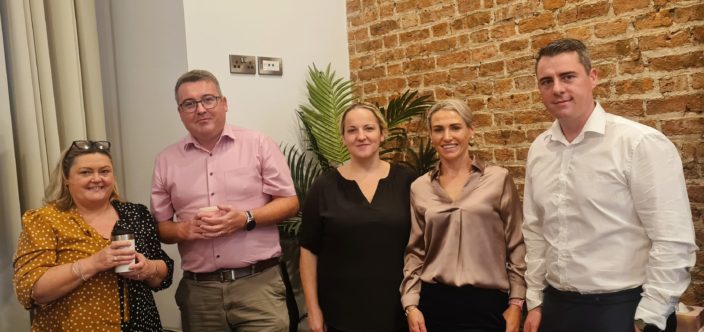 Ann O'Donoghue, Patrick Lavin, Gillian McNamara, Jane Hughes, Alan Deacy enjoying the coffee morning