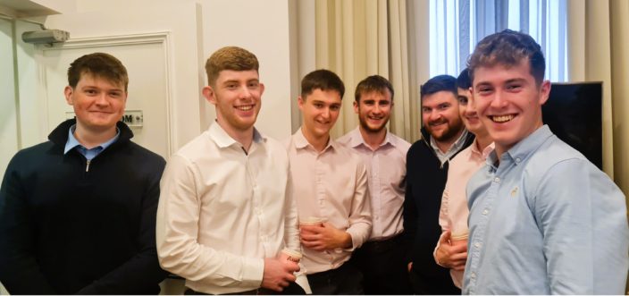 Paraic Meehan. Adam Breen, Ronan O'Sullivan, Paul O'Brien, David Kennedy, Ben Deasy, Adam Enright enjoying the Limerick coffee morning.