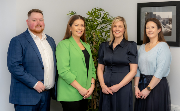 Promotion photograph featuring Darragh Moloney, Brid Darcy, Pamela Kennedy, Aileen O'Neill